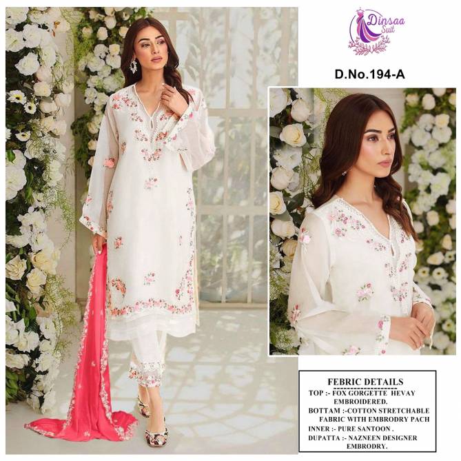 Dinsaa 194 A To D Readymade Pakistani Suit Catalog